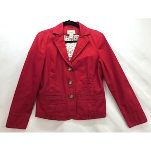L.L. Bean Women's 3 Button Blazer Jacket Size 8 Regular Red‎ Suit Coat Lined 8R